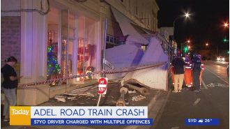 Truck driver arrested for damaging posts and parked cars with road train.