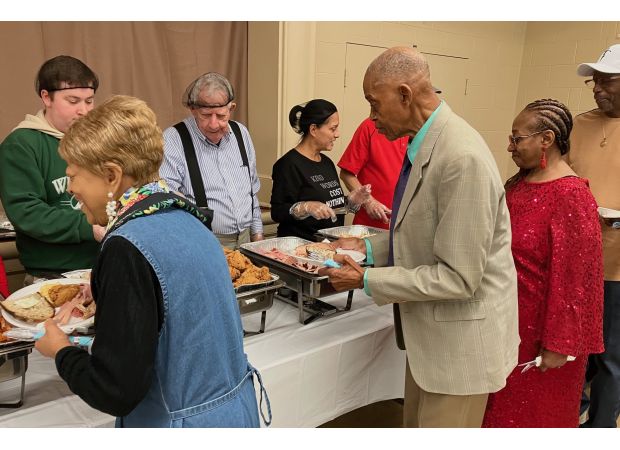 75 people attended the Christmas day celebration at La Grange church for the Greatest Gift event.