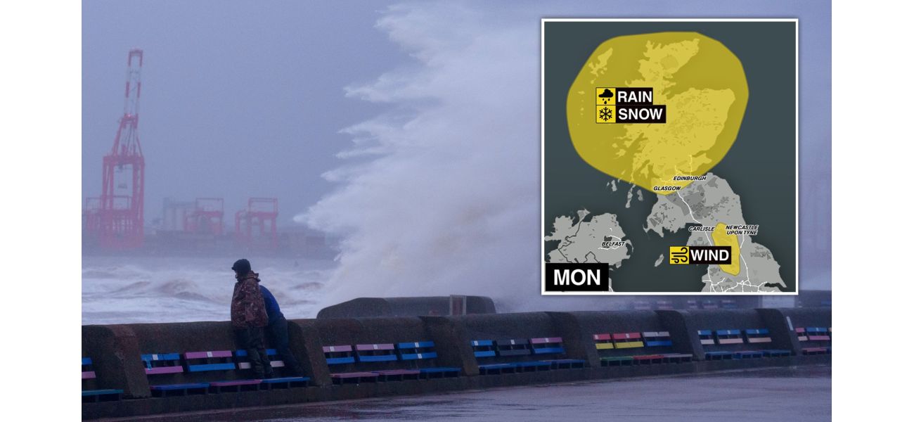 A warning has been issued for rain and snow just hours before the start of the New Year.