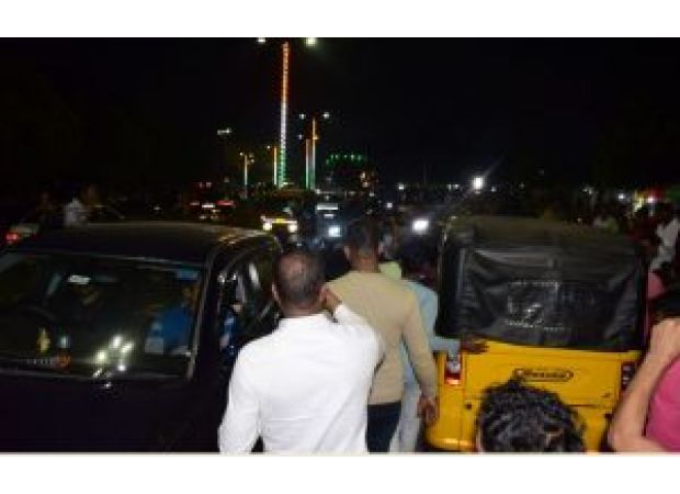 Road accident in Bhubaneswar injures one person, leading to a roadblock by local residents.