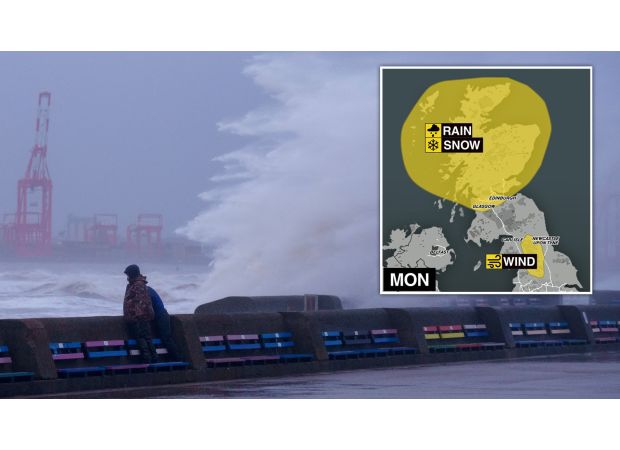 A warning has been issued for rain and snow just hours before the start of the New Year.