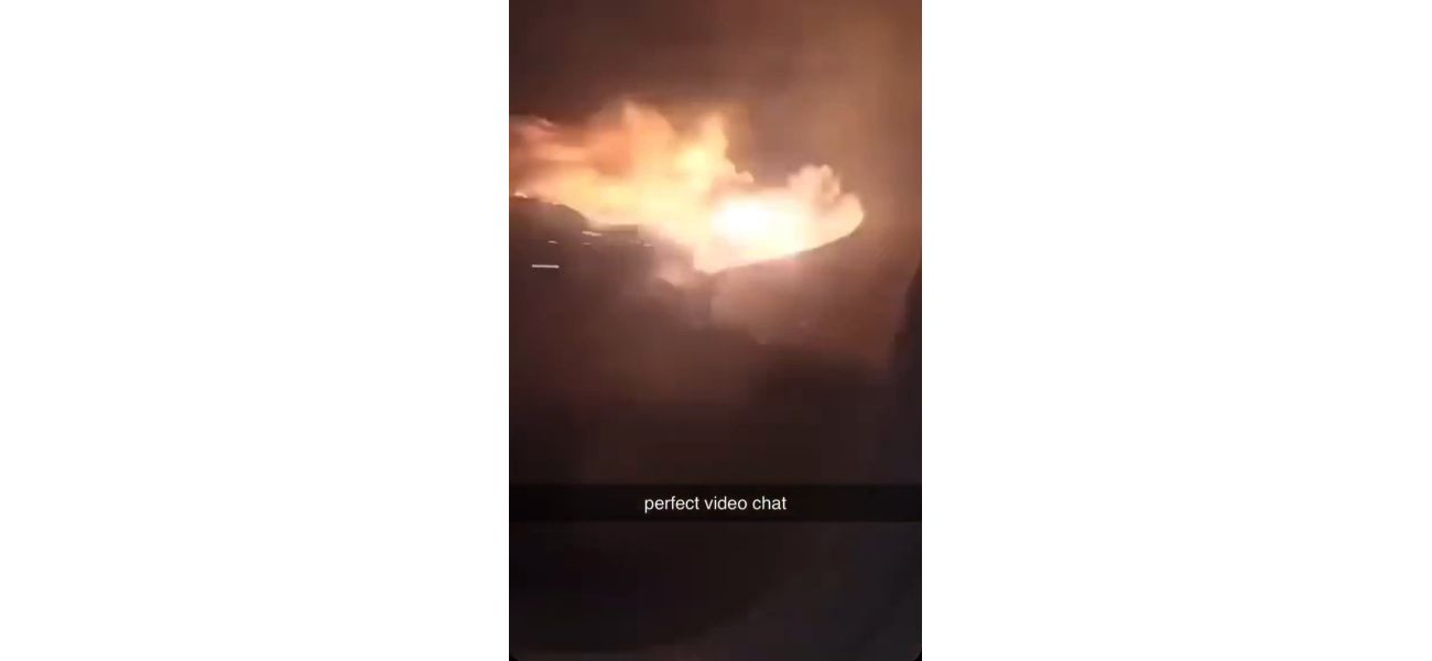 Airline plane experiences fire when wing hits runway during landing.