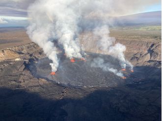 Small child almost falls into volcano over holiday