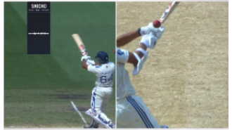 Controversy arises due to Yashasvi Jaiswal's caught-behind dismissal.