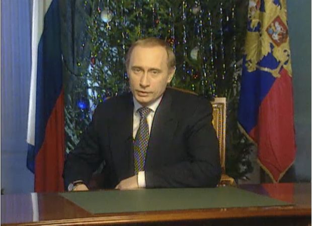 Old video of Putin talking to Russia after initial win 25 years prior.