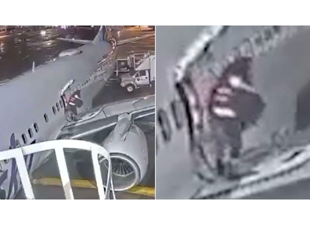 Panicked passenger exits plane through emergency door onto wing