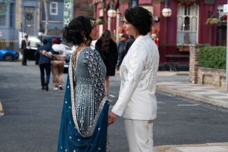 Heather Peace announces 'forever beginning' with Eve Unwin and Suki Panesar on EastEnders, sharing their 'love and chaos'.