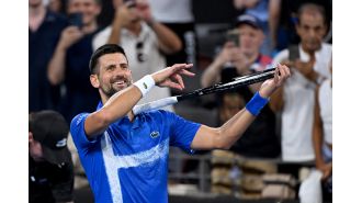 Tennis player Novak Djokovic teases coach Andy Murray about his frequent injuries.