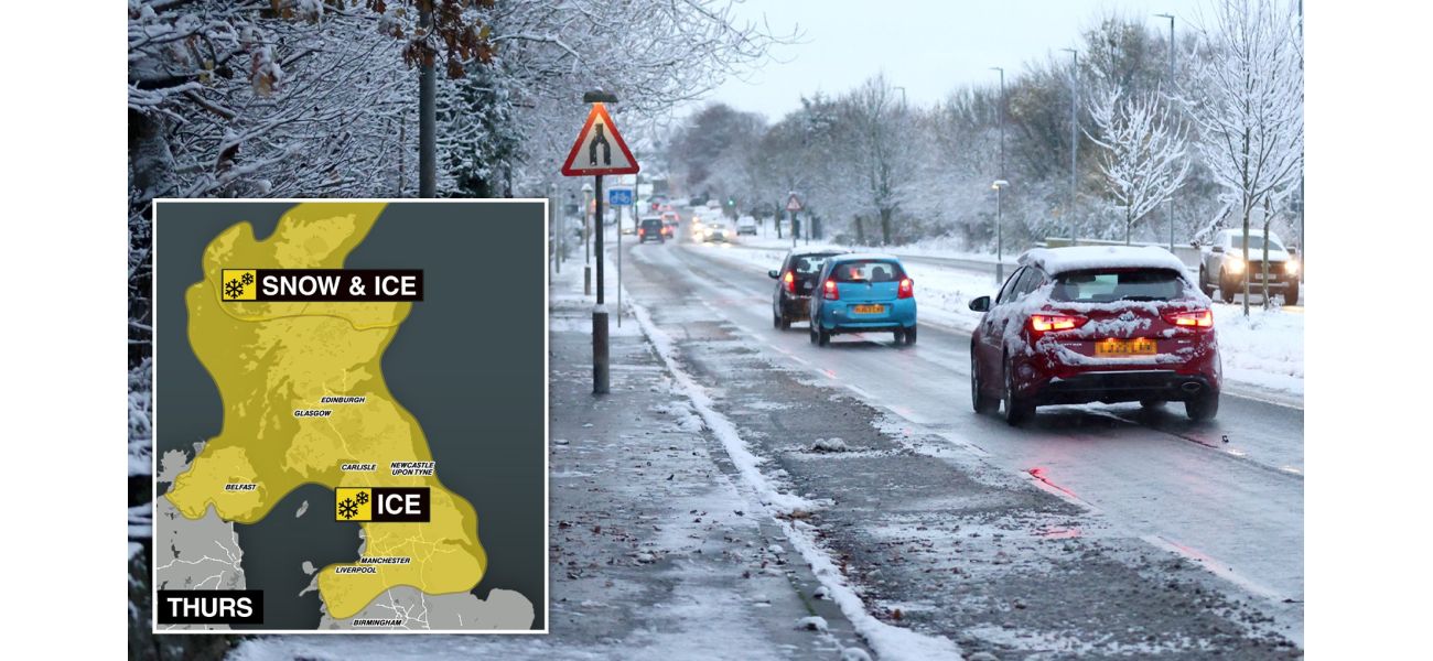UK map shows locations expecting snow this weekend.