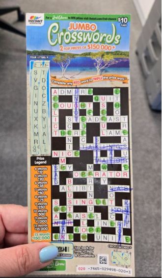 An Adelaide man won $150k on a scratchie but was upset that he had woken up his partner.