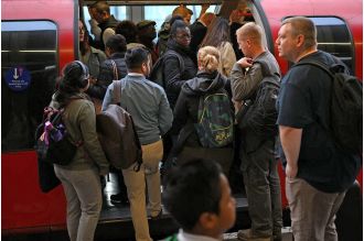Massive traffic on London subway as people head back to work.