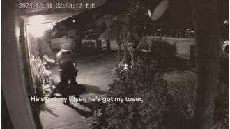 A couple in Perth defends themselves against a home invasion by a man dressed as a ninja on New Year's Eve.