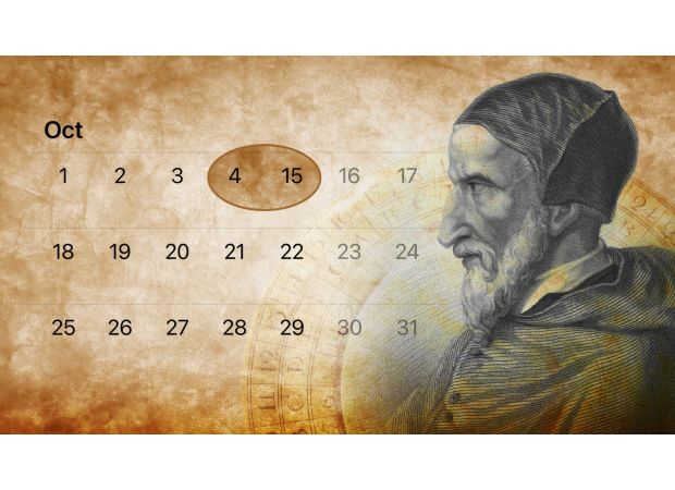 In October 1582, there is a strange explanation for why 10 days are unaccounted for.