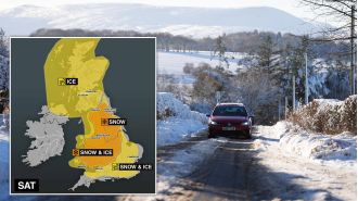 Which areas will experience snow this weekend?