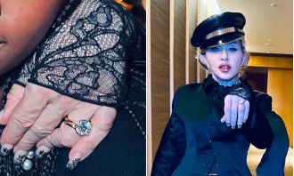 Madonna, 66, shows off ring and sparks speculation of engagement with 28-year-old boyfriend.