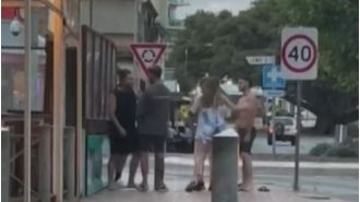 A man is hospitalized following a single punch attack outside a pub.