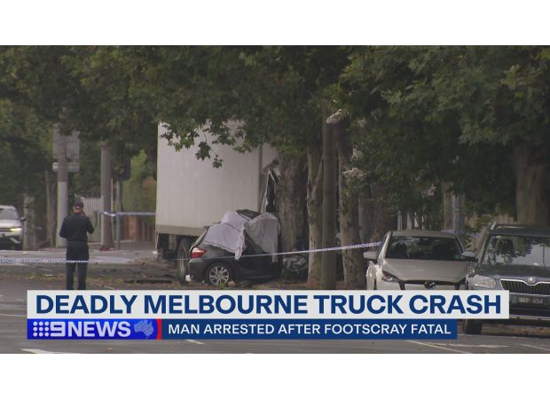 A driver died in Melbourne after a stolen truck reportedly ran through a red light.