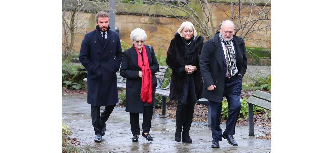 David Beckham attends funeral of Manchester United legend with a serious expression.