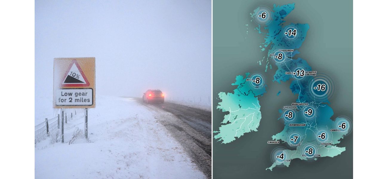 UK map shows upcoming low temperatures for the week.