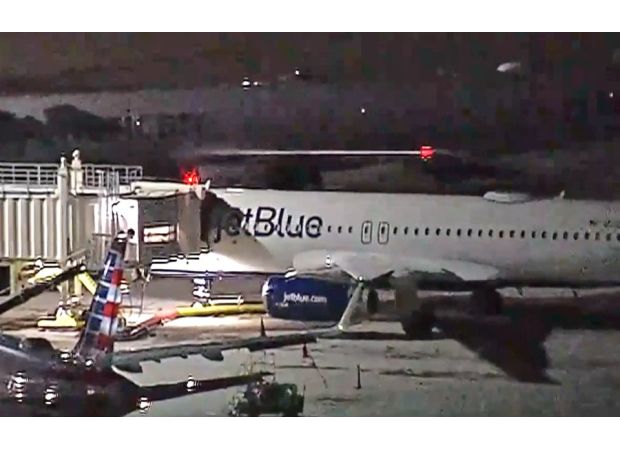 Two dead bodies discovered in plane's landing gear at airport.