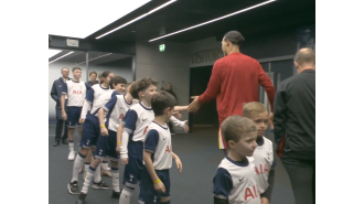 Tottenham's mascot asks Liverpool's Virgil van Dijk to join because their team lacks quality defenders.