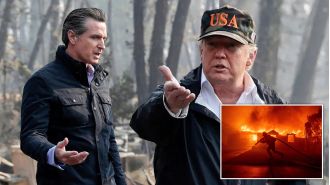 Trump claims California governor prioritized fish over restoring water, blames him for wildfires.
