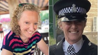 A police officer died after being struck by a truck while assisting victims of an accident.