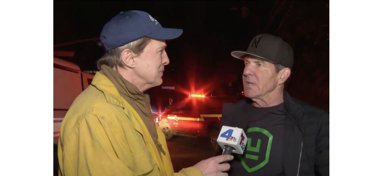 Reporter interrogates Dennis Quaid for 15 minutes as he escapes LA wildfires.