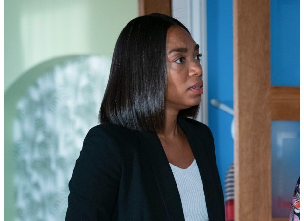 Chelsea from EastEnders faces danger from unknown men, leading to a violent confrontation.