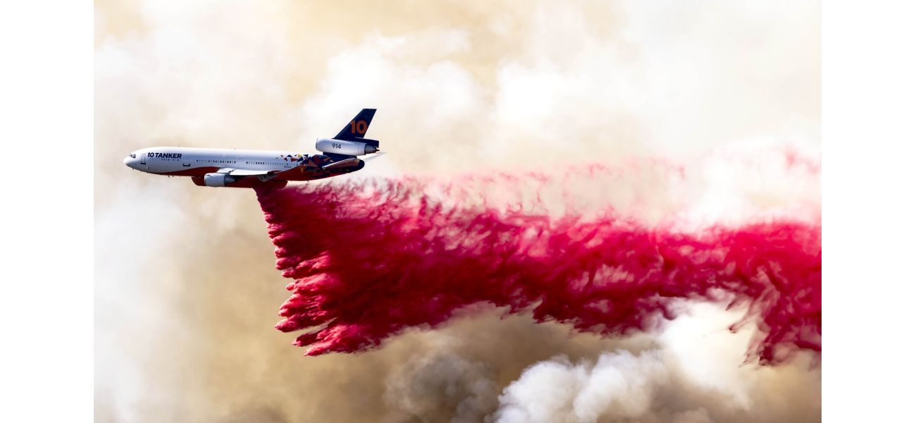 What is the pink powder being used for in the Los Angeles wildfires?