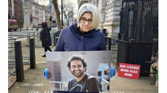 A mother is refusing to eat in front of Downing Street until her son is released or she becomes too weak.