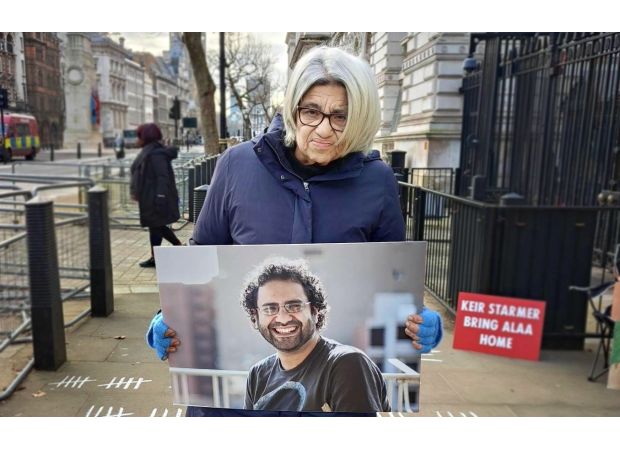 A mother is refusing to eat in front of Downing Street until her son is released or she becomes too weak.