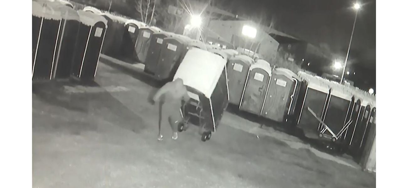 Video footage captures robbers taking 13 portable toilets from a depot.