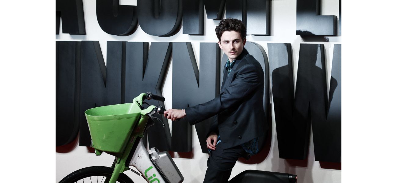 People are making fun of Timothee Chalamet for looking like he's trying too hard as he arrives at the London premiere on an electric bike.