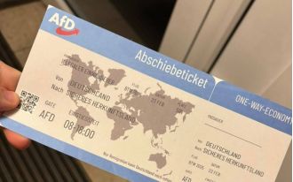 Pretend deportation flight tickets delivered to immigrant families' mailboxes.