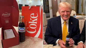 Coca-Cola gives Trump a Diet Coke bottle for his inauguration, despite past criticism.