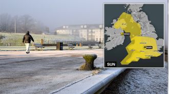 Maps indicate locations of precipitation alerts in UK after Storm Eowyn.