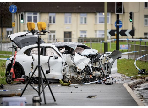 A man passed away following an accident involving an electric Porsche outside a GCHQ facility, resulting in two arrests.