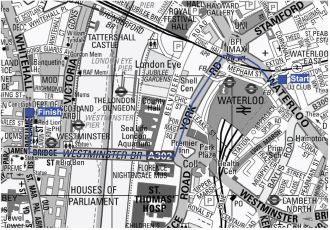 The maps display locations of Tommy Robinson's march and the counter-protest in London.