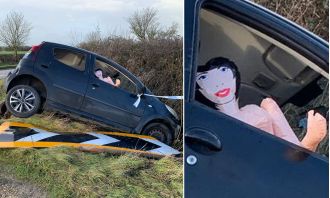 A car was left at the site of an accident with a strange driver still in the front seat.