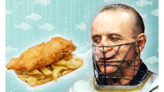 Welsh actor Sir Anthony Hopkins surprises people at a local fish and chip shop during a visit to his hometown.