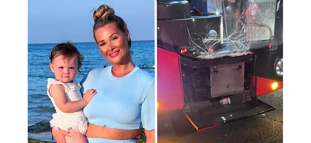 Reality TV star's vehicle collides with bus while young child is riding in front seat.