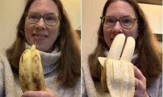 A woman discovers unique double banana in her fruit bowl after shopping at Morrisons.
