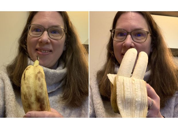 A woman discovers unique double banana in her fruit bowl after shopping at Morrisons.