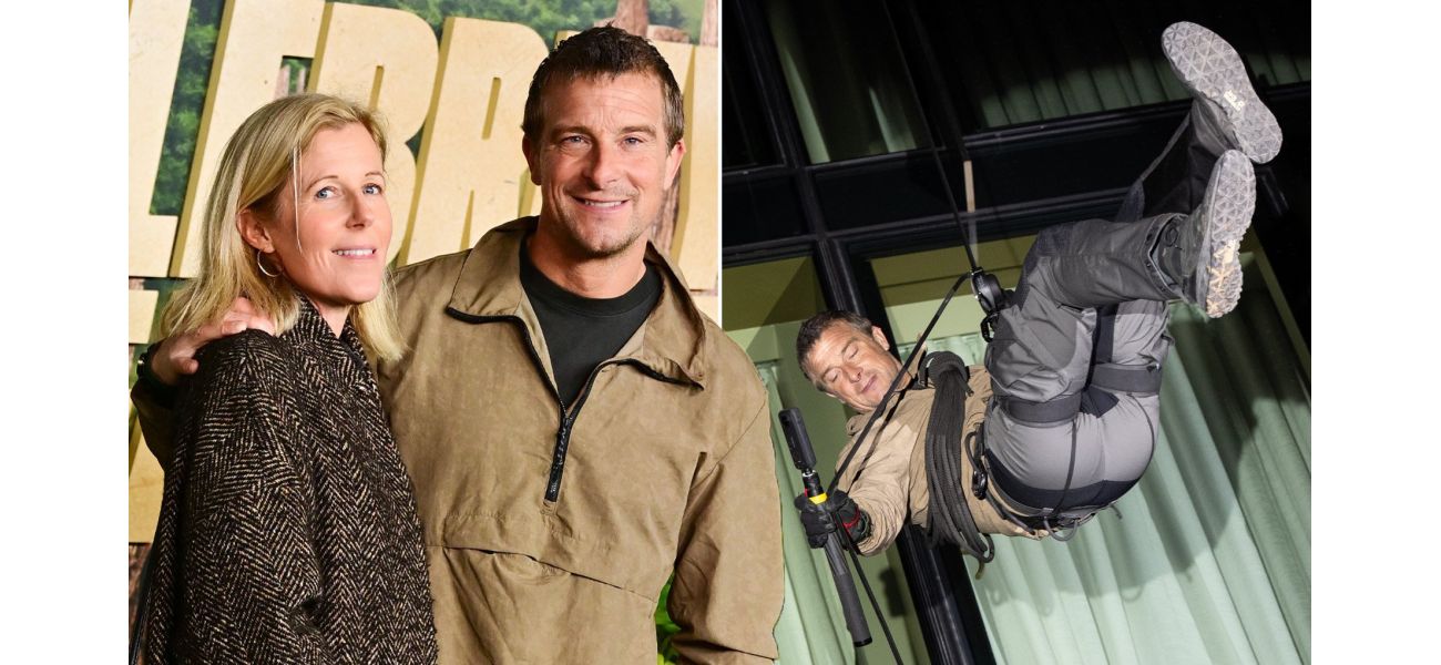 Celebrity Bear Hunt premiere sees Bear Grylls rappel in and snap photo with seldom-seen wife.