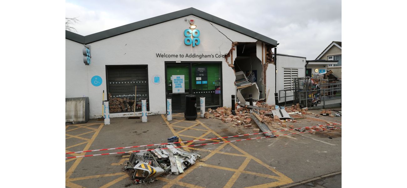 Forklift used to steal cash machine from Co-op store by thieves.