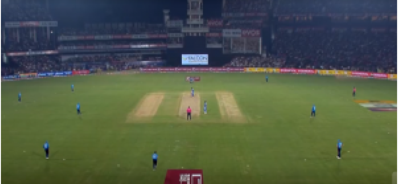 Game restarts at Barabati Stadium after short stoppage caused by lights going out in Cuttack.
