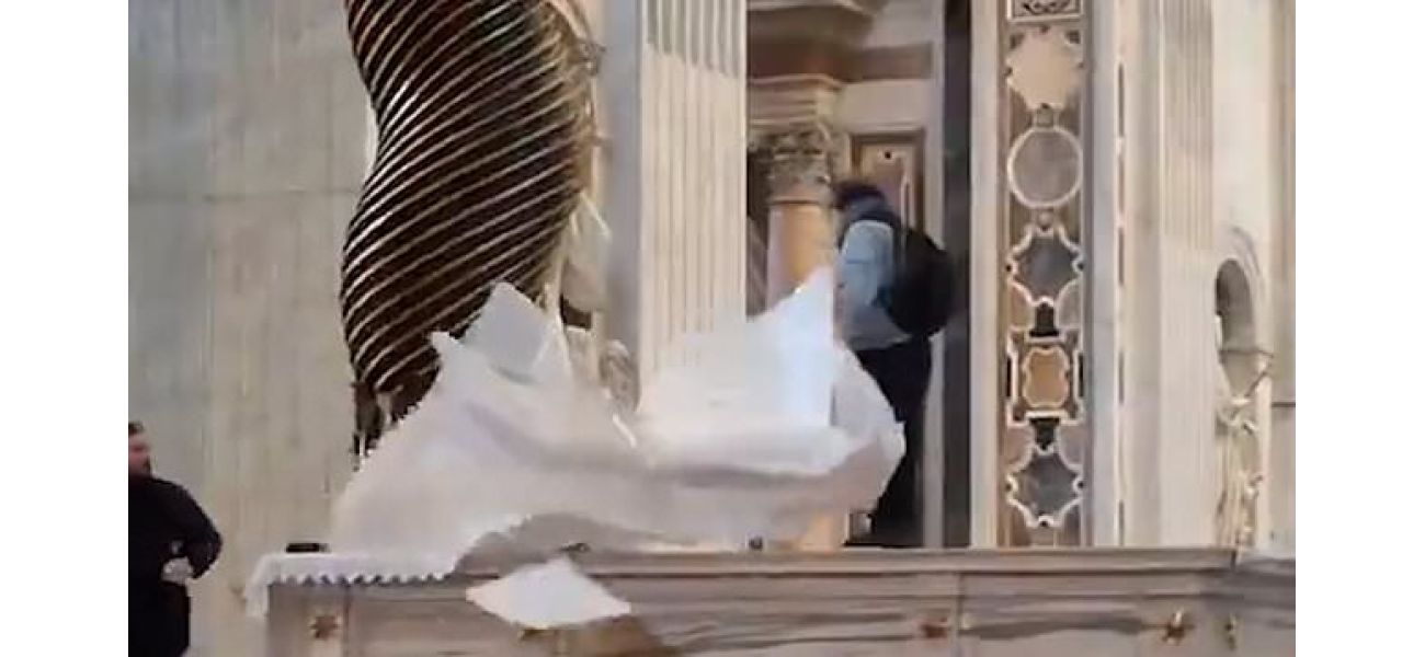 Masked vandal disrupts Catholic pilgrimage by desecrating Vatican altar.