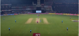 Game restarts at Barabati Stadium after short stoppage caused by lights going out in Cuttack.