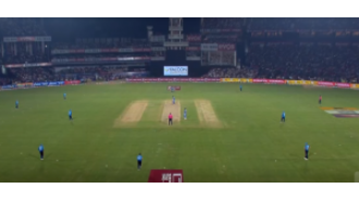 Game restarts at Barabati Stadium after short stoppage caused by lights going out in Cuttack.